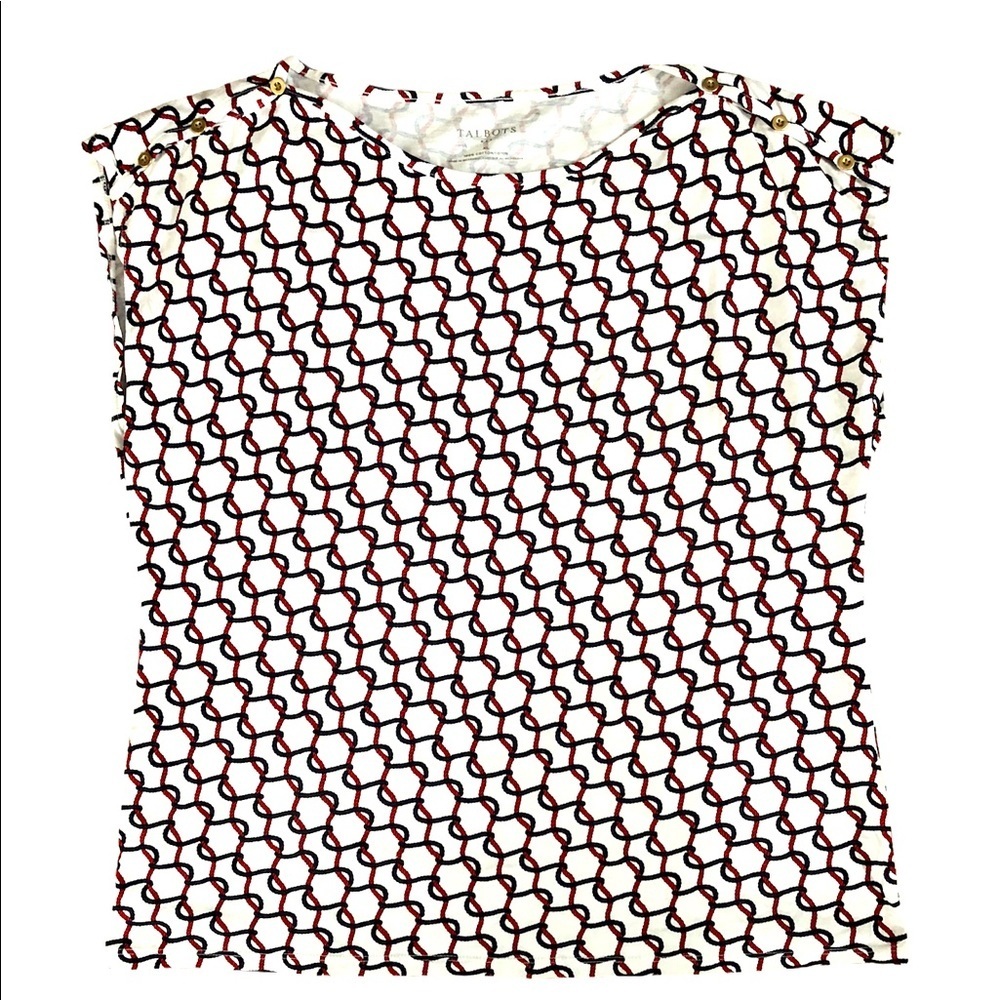 Talbots Sailor Rope Print Scoop Neck Blouse